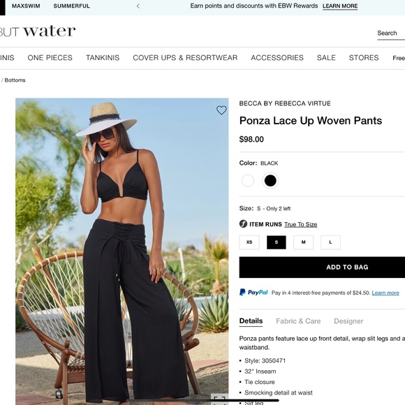 Becca by Rebecca Virtue Ponza Lace Up Pants black NWT - Picture 1 of 6